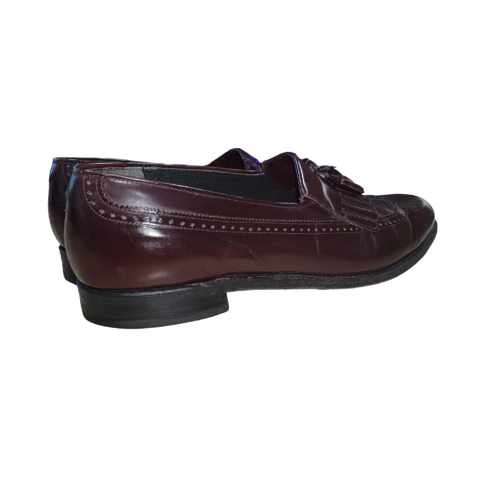 ET Wright Men's Burgundy‎ Wingtip Kiltie Tassel Loafers Dress Shoes Size 11.5 B